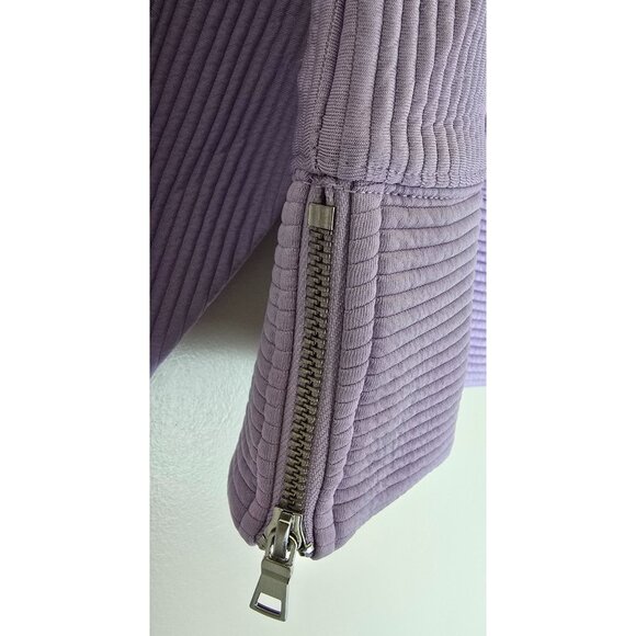 DKNY Sport Lilac Ribbed Long Sleeve Top With Side Zipper Details Size S - Picture 6 of 10